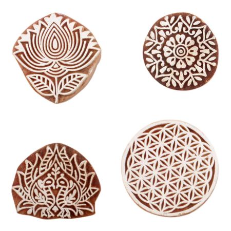 Set of 4 Piece New Mix Wooden Printing Block